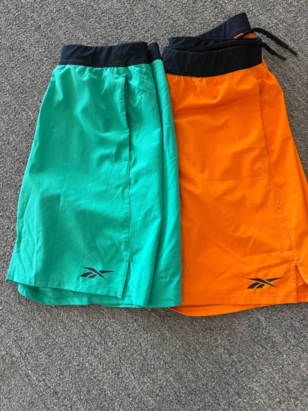 Reebok Men's Athletic Shorts in Teal & Orange with Black Waistband